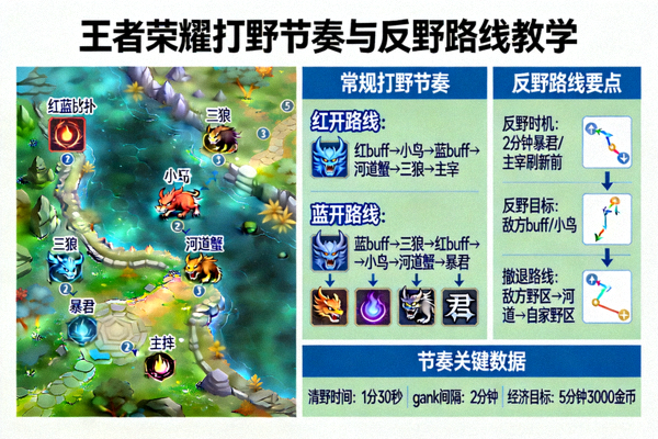 王者荣耀打野节奏与反野路线教学画面